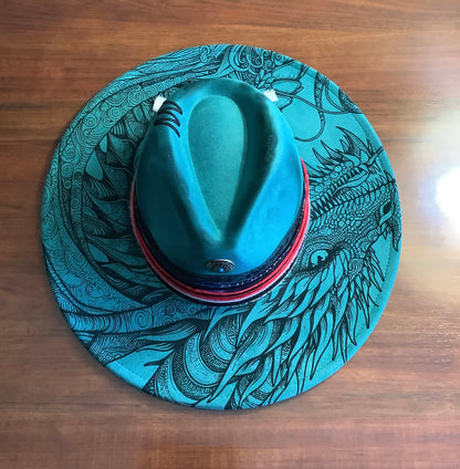 Dragon Spirit Turquoise Wide Brim Hat