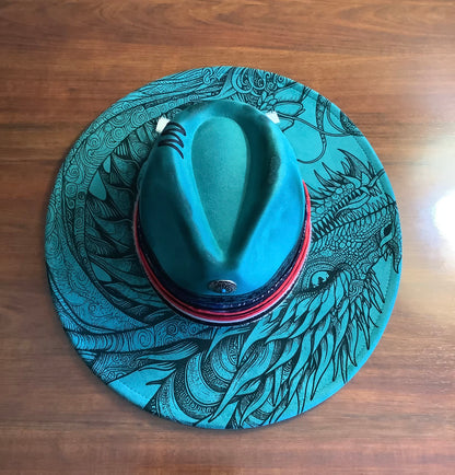Dragon Spirit Turquoise Wide Brim Hat
