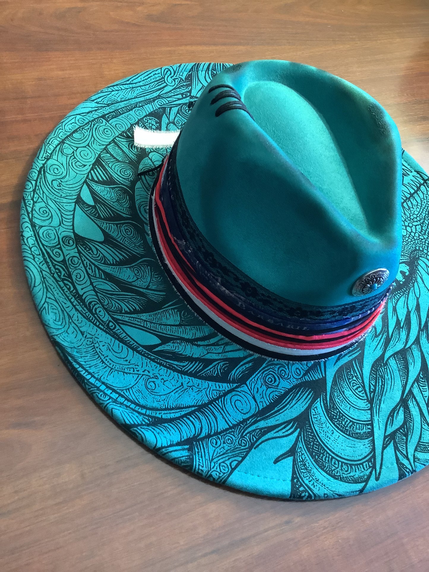 Dragon Spirit Turquoise Wide Brim Hat