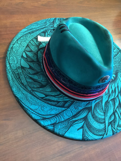 Dragon Spirit Turquoise Wide Brim Hat