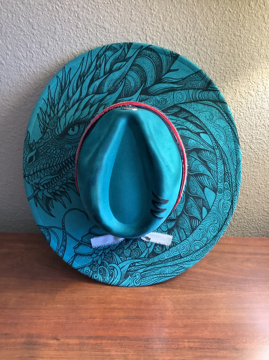 Dragon Spirit Turquoise Wide Brim Hat