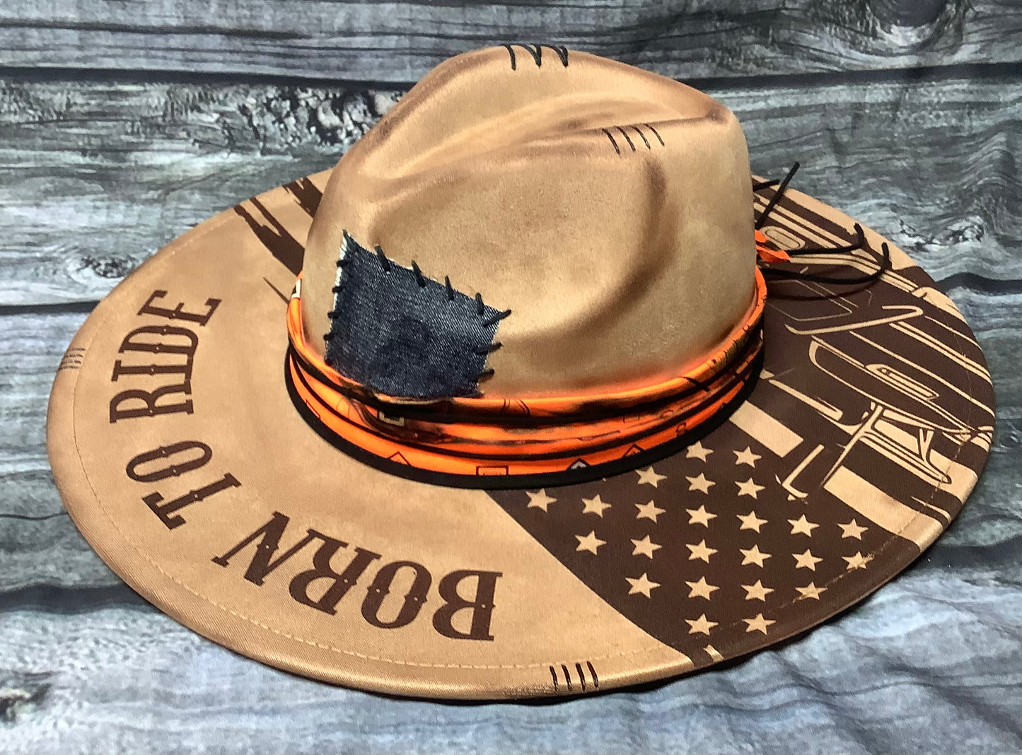 Born to Ride Vegan Suede Wide Brim Hat