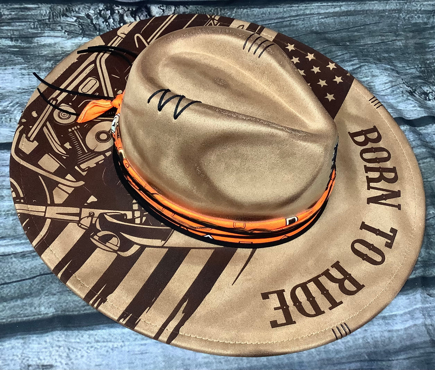 Born to Ride Vegan Suede Wide Brim Hat