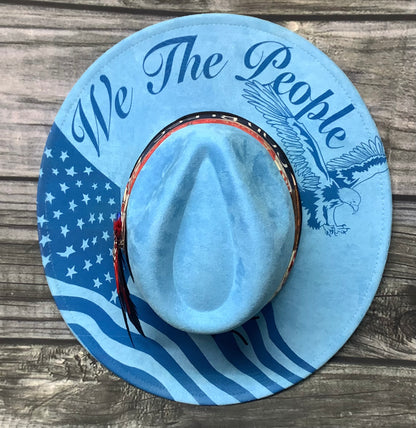 We The People Patriotic Vegan Suede Wide Brim Hat
