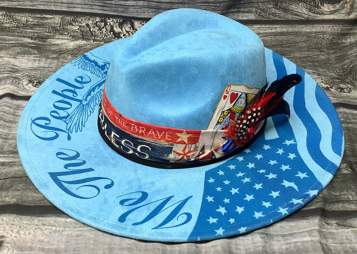 We The People Patriotic Vegan Suede Wide Brim Hat