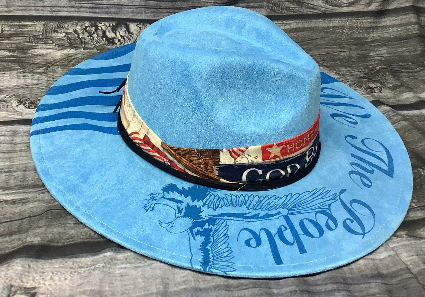 We The People Patriotic Vegan Suede Wide Brim Hat