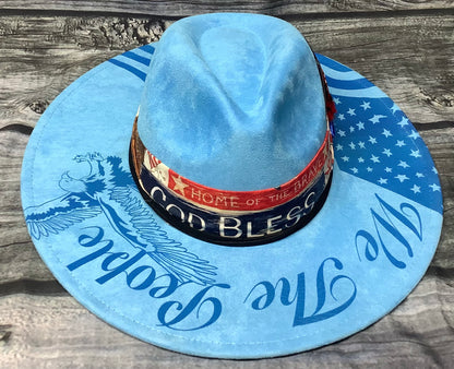 We The People Patriotic Vegan Suede Wide Brim Hat