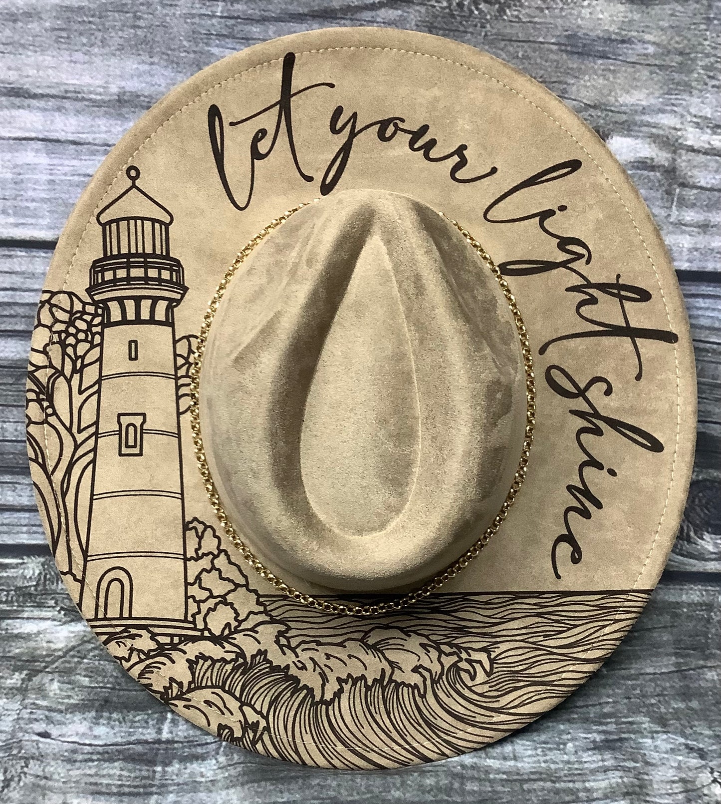 Let Your Light Shine – Lighthouse Vegan Suede Wide Brim Hat