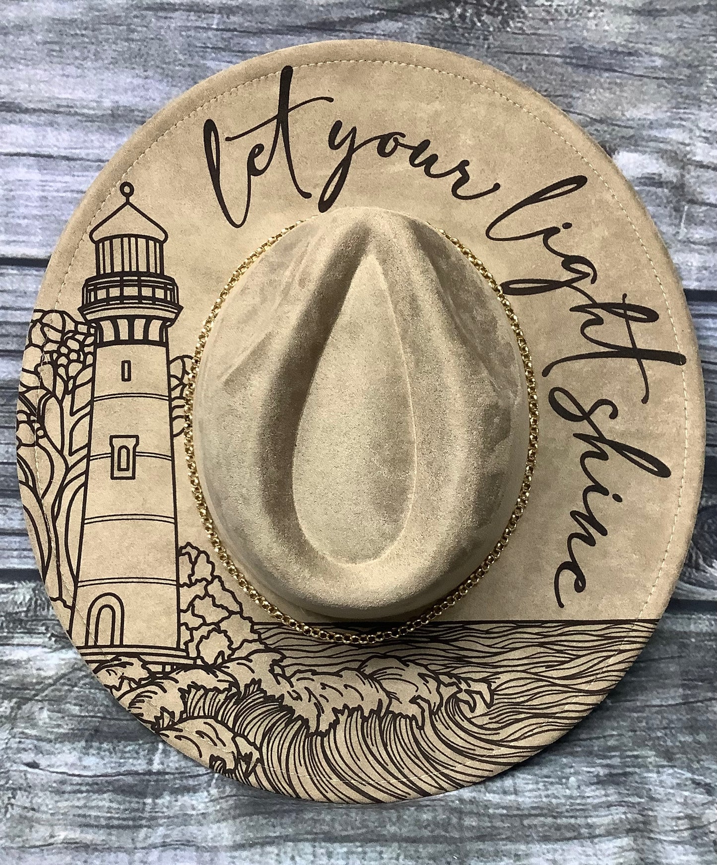 Let Your Light Shine – Lighthouse Vegan Suede Wide Brim Hat