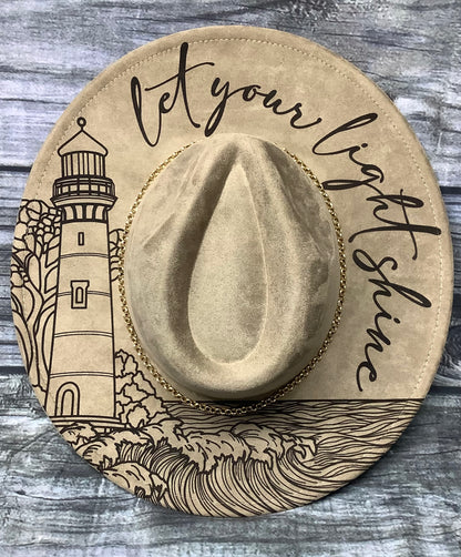 Let Your Light Shine – Lighthouse Vegan Suede Wide Brim Hat