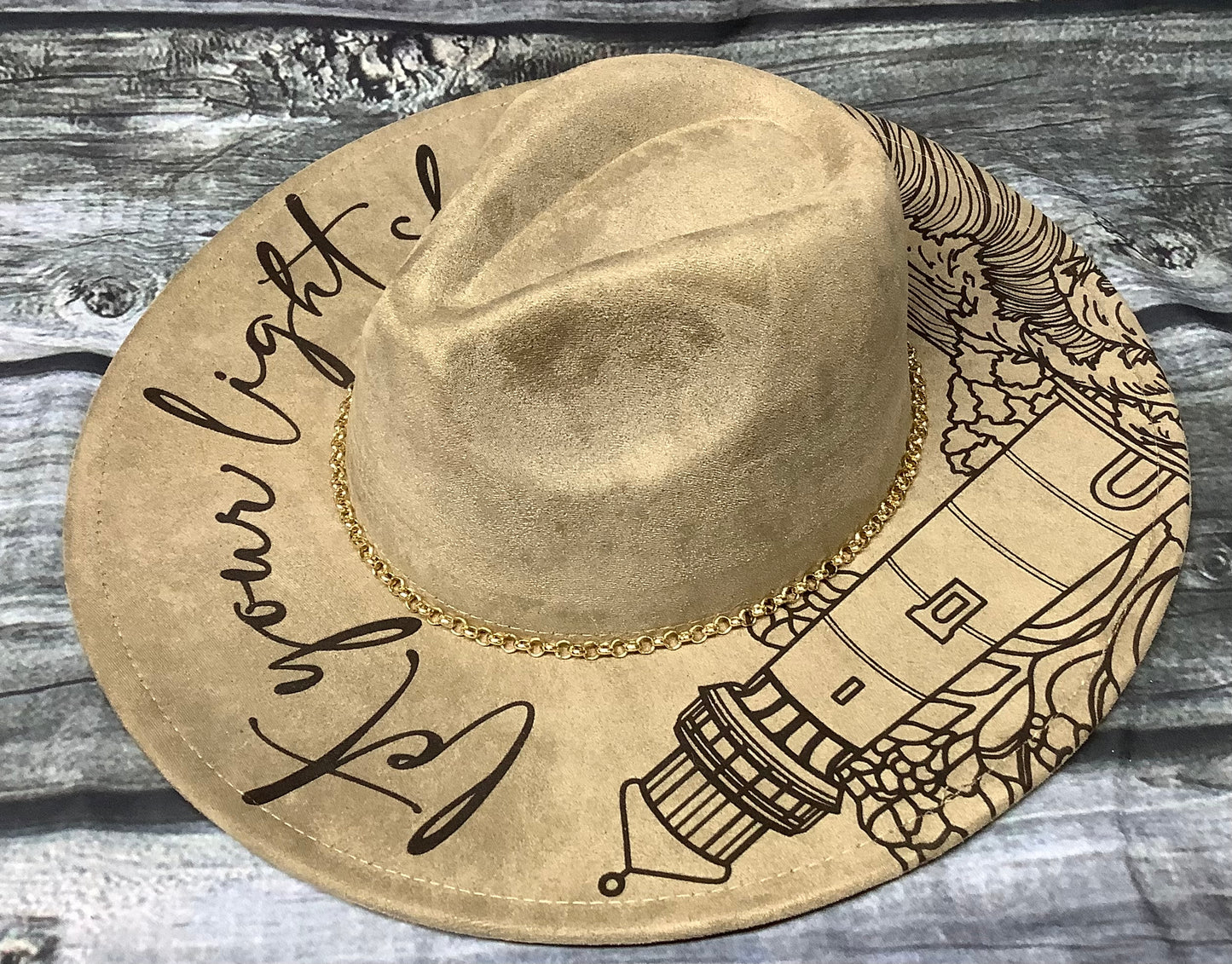 Let Your Light Shine – Lighthouse Vegan Suede Wide Brim Hat