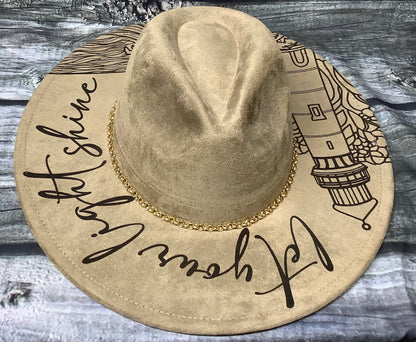 Let Your Light Shine – Lighthouse Vegan Suede Wide Brim Hat