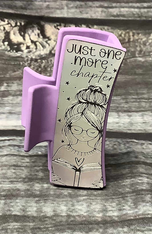 Just One More Chapter Medium Hair Claw Clip – Holographic Leatherette Book Lover Hair Accessory, Medium Reading-Themed Claw Clip
