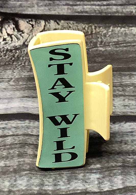 Stay Wild Medium Hair Claw Clip – Engraved Leatherette Western Hair Accessory, Medium Statement Claw Clip