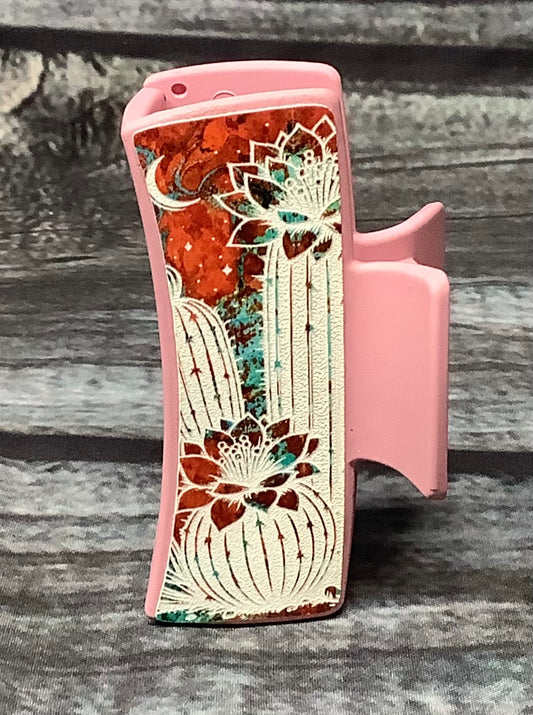 Floral Cactus Medium Hair Claw Clip – Engraved Flew Western Boho Hair Accessory, Medium Statement Claw Clip