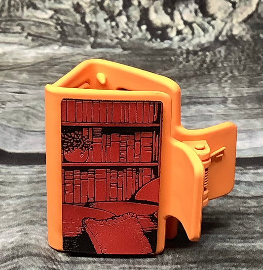 Bookshelf Mini Hair Claw Clip – Engraved Leatherette Book Lover Hair Accessory, Small Reading-Themed Claw Clip