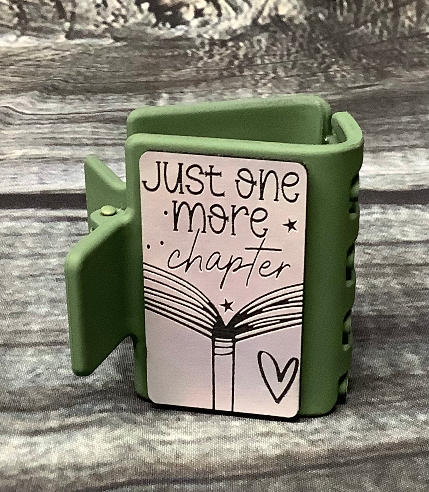 Just One More Chapter Mini Hair Claw Clip – Holographic Leatherette Book Lover Hair Accessory, Small Reading-Themed Claw Clip